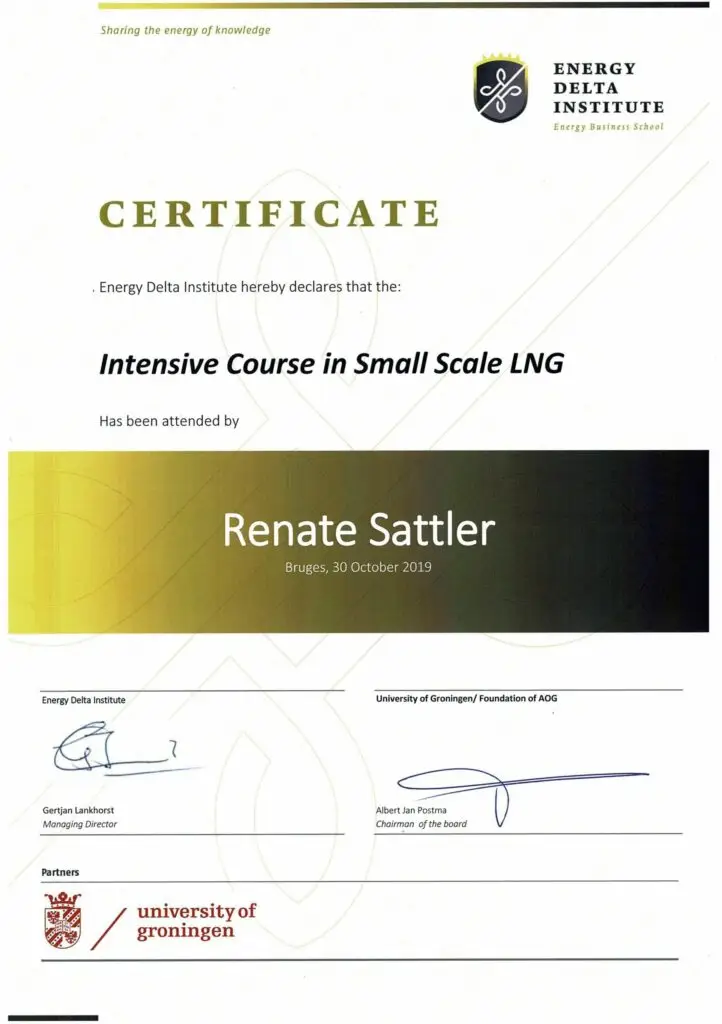 www.renate-sattler.com - 30.10.2019 Intensive Course in Small Scale LNG